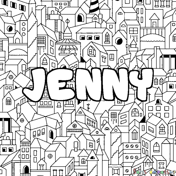 Coloriage prénom JENNY - d&eacute;cor Ville