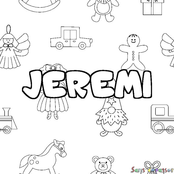 Coloriage prénom JEREMI - d&eacute;cor Jouets