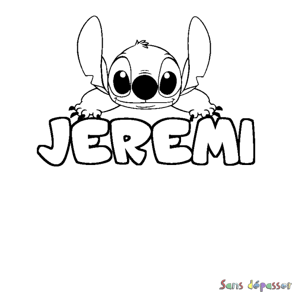 Coloriage prénom JEREMI - d&eacute;cor Stitch