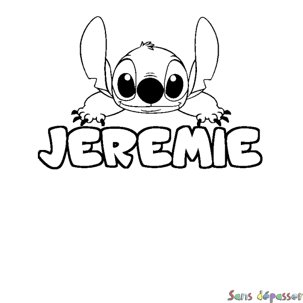Coloriage prénom JEREMIE - d&eacute;cor Stitch