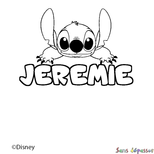 Coloriage pr&eacute;nom JEREMIE - d&eacute;cor Stitch