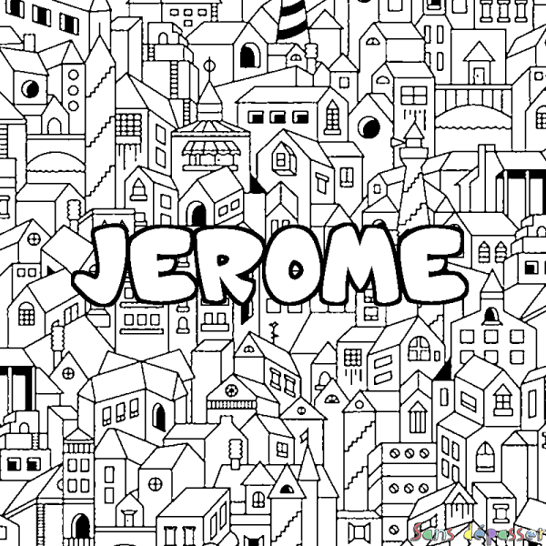 Coloriage prénom JEROME - d&eacute;cor Ville