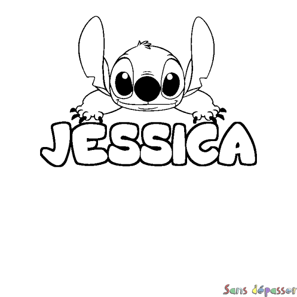 Coloriage prénom JESSICA - d&eacute;cor Stitch