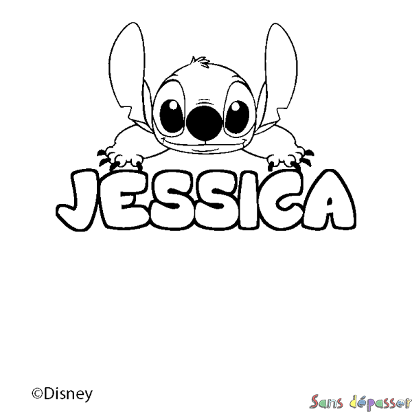 Coloriage pr&eacute;nom JESSICA - d&eacute;cor Stitch