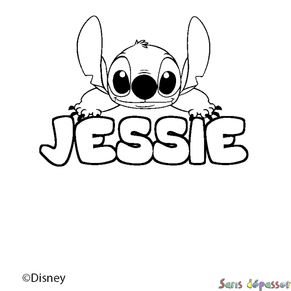 Coloriage pr&eacute;nom JESSIE - d&eacute;cor Stitch