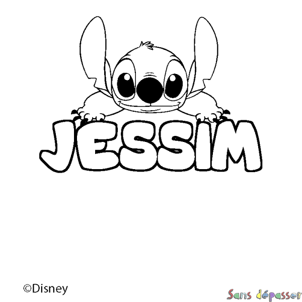 Coloriage pr&eacute;nom JESSIM - d&eacute;cor Stitch