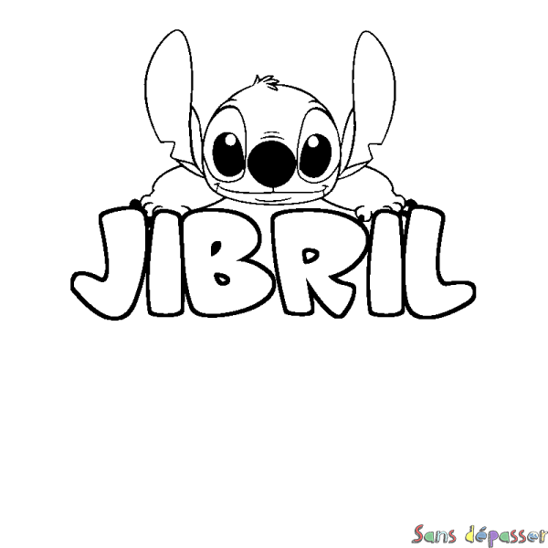 Coloriage prénom JIBRIL - d&eacute;cor Stitch