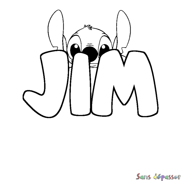 Coloriage prénom JIM - d&eacute;cor Stitch