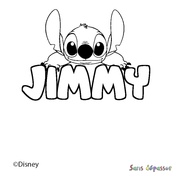 Coloriage pr&eacute;nom JIMMY - d&eacute;cor Stitch