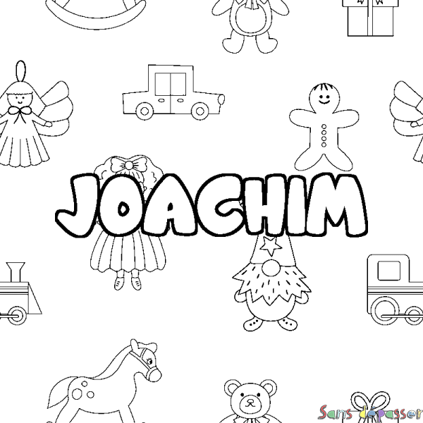 Coloriage pr&eacute;nom JOACHIM - d&eacute;cor Jouets