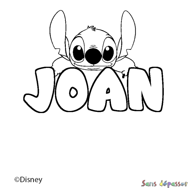Coloriage pr&eacute;nom JOAN - d&eacute;cor Stitch