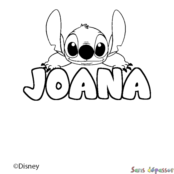 Coloriage pr&eacute;nom JOANA - d&eacute;cor Stitch