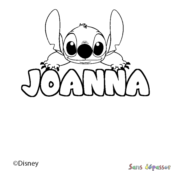 Coloriage pr&eacute;nom JOANNA - d&eacute;cor Stitch