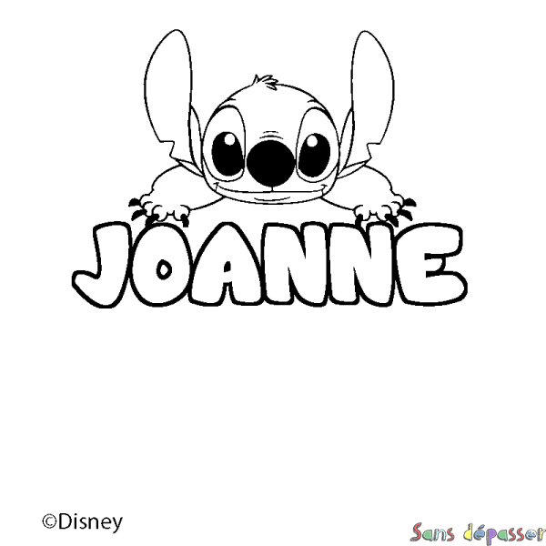 Coloriage pr&eacute;nom JOANNE - d&eacute;cor Stitch