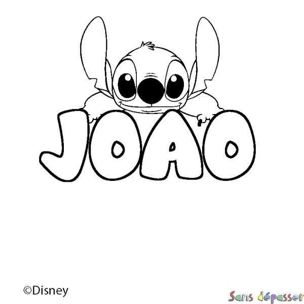 Coloriage pr&eacute;nom JOAO - d&eacute;cor Stitch