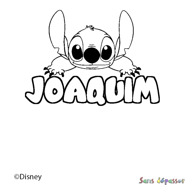 Coloriage pr&eacute;nom JOAQUIM - d&eacute;cor Stitch