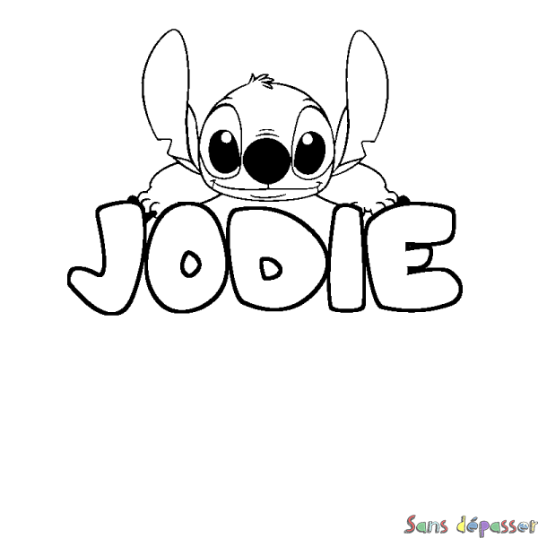 Coloriage prénom JODIE - d&eacute;cor Stitch