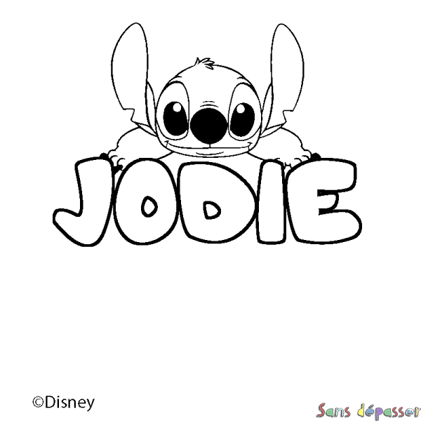 Coloriage pr&eacute;nom JODIE - d&eacute;cor Stitch