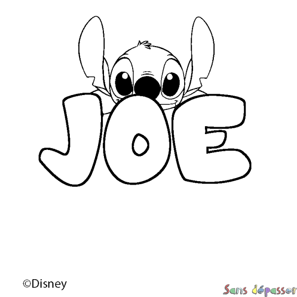 Coloriage pr&eacute;nom JOE - d&eacute;cor Stitch
