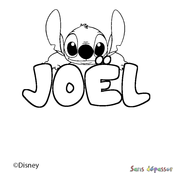 Coloriage pr&eacute;nom JO&Euml;L - d&eacute;cor Stitch