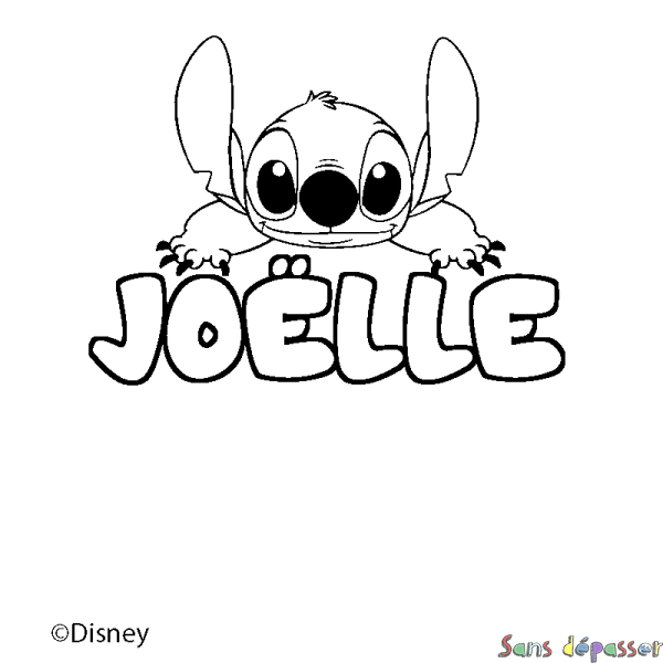 Coloriage pr&eacute;nom JO&Euml;LLE - d&eacute;cor Stitch