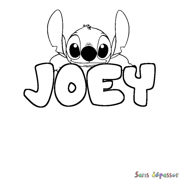 Coloriage prénom JOEY - d&eacute;cor Stitch