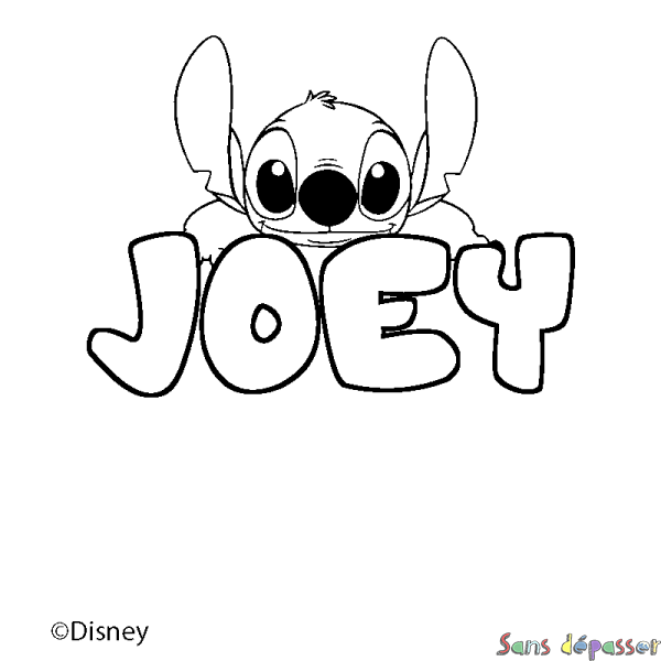 Coloriage pr&eacute;nom JOEY - d&eacute;cor Stitch