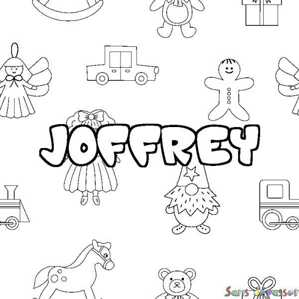 Coloriage pr&eacute;nom JOFFREY - d&eacute;cor Jouets