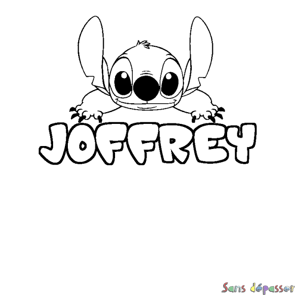 Coloriage prénom JOFFREY - d&eacute;cor Stitch