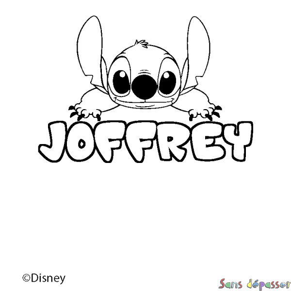 Coloriage pr&eacute;nom JOFFREY - d&eacute;cor Stitch