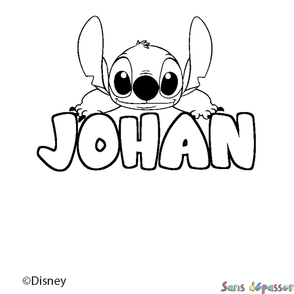 Coloriage pr&eacute;nom JOHAN - d&eacute;cor Stitch