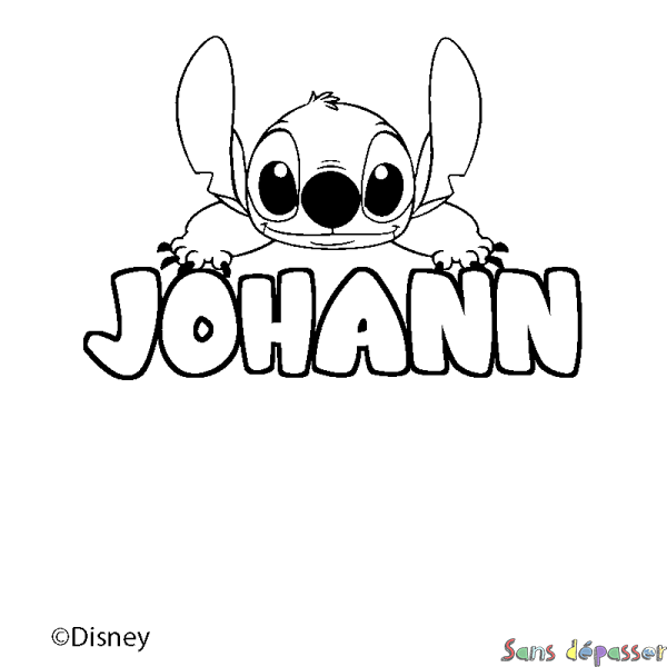 Coloriage pr&eacute;nom JOHANN - d&eacute;cor Stitch