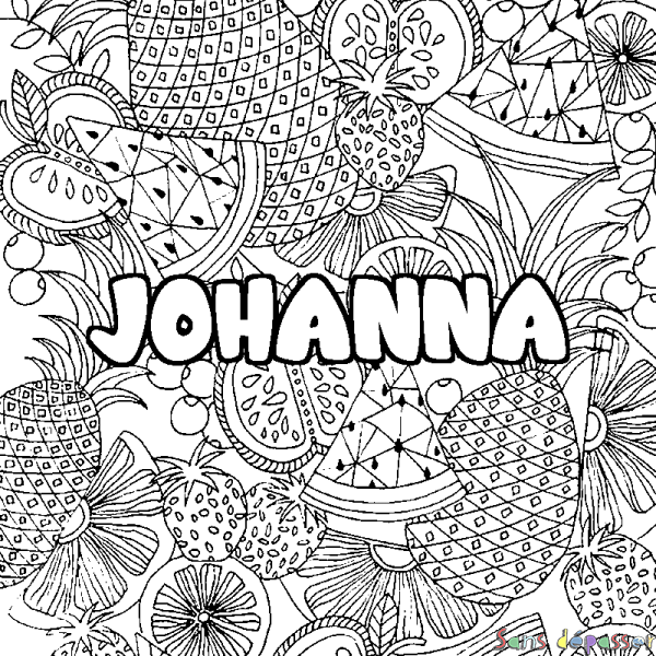 Coloriage prénom JOHANNA - d&eacute;cor Mandala fruits