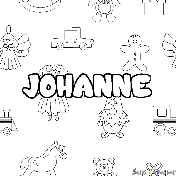 Coloriage prénom JOHANNE - d&eacute;cor Jouets