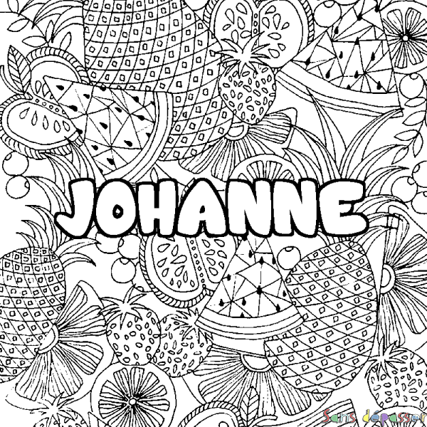 Coloriage prénom JOHANNE - d&eacute;cor Mandala fruits