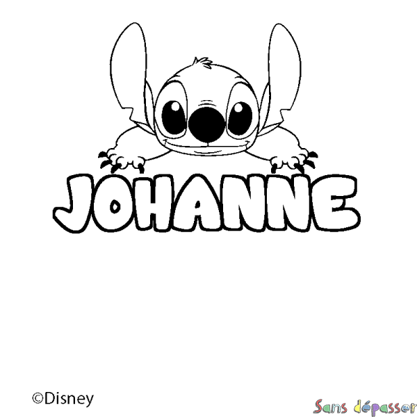 Coloriage pr&eacute;nom JOHANNE - d&eacute;cor Stitch