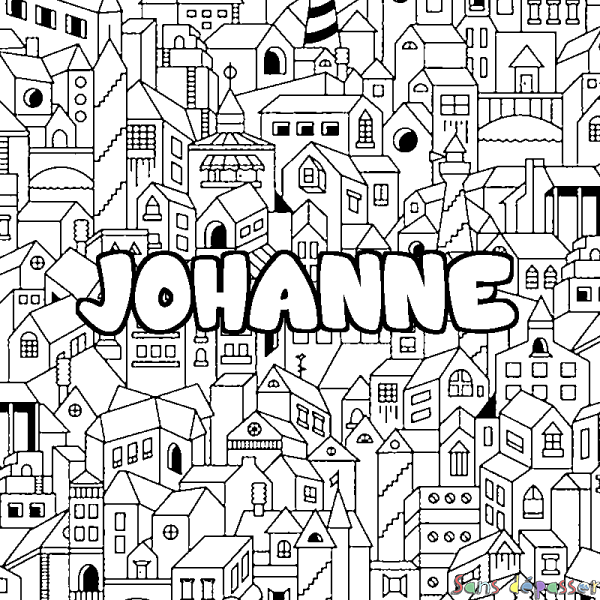 Coloriage prénom JOHANNE - d&eacute;cor Ville