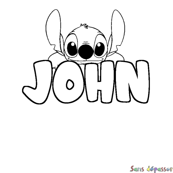 Coloriage prénom JOHN - d&eacute;cor Stitch