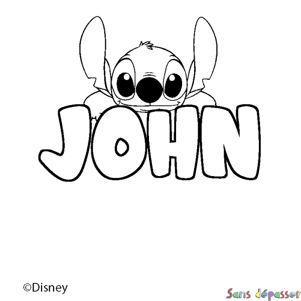 Coloriage pr&eacute;nom JOHN - d&eacute;cor Stitch