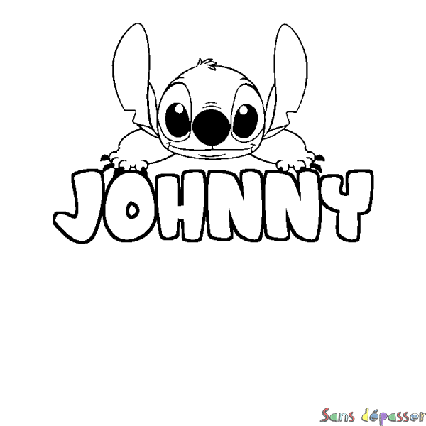 Coloriage prénom JOHNNY - d&eacute;cor Stitch