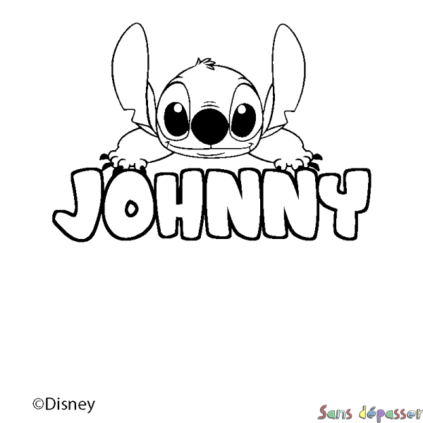 Coloriage pr&eacute;nom JOHNNY - d&eacute;cor Stitch