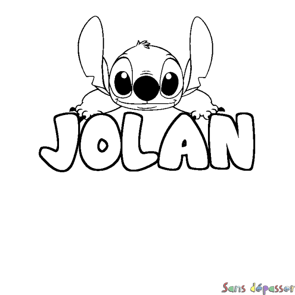 Coloriage prénom JOLAN - d&eacute;cor Stitch