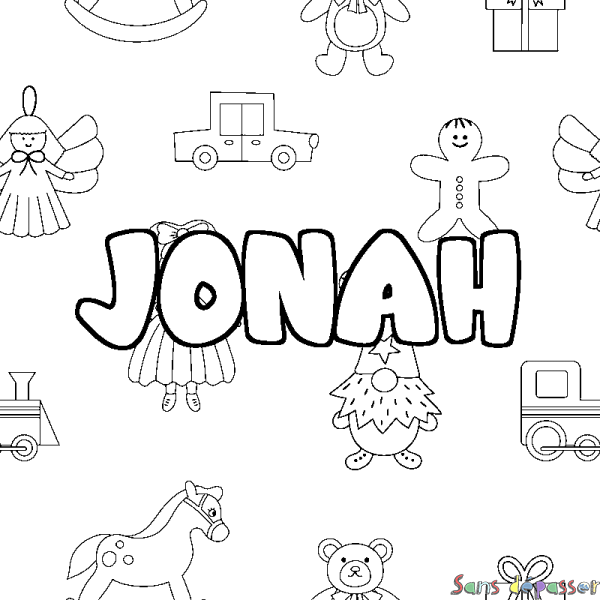 Coloriage pr&eacute;nom JONAH - d&eacute;cor Jouets