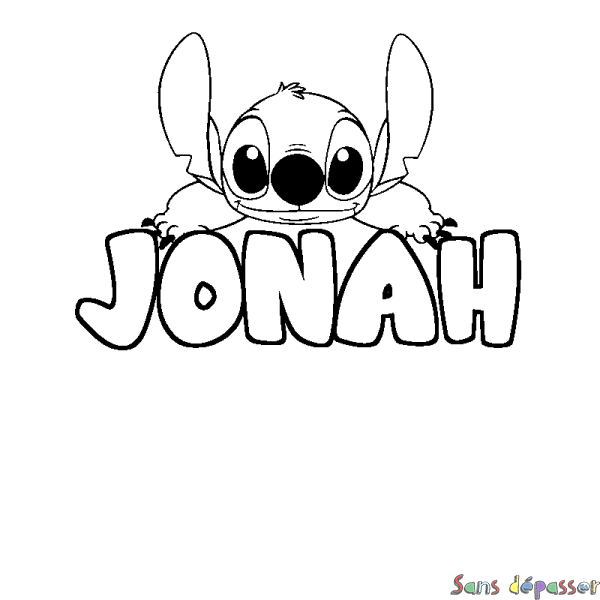 Coloriage prénom JONAH - d&eacute;cor Stitch