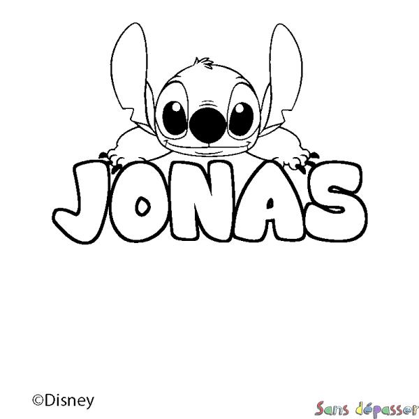 Coloriage pr&eacute;nom JONAS - d&eacute;cor Stitch