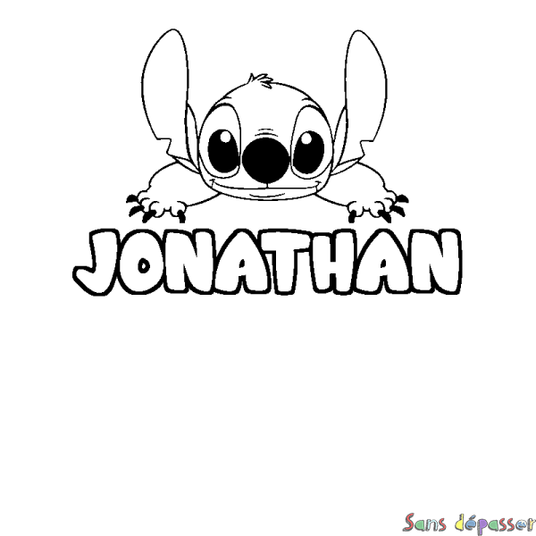Coloriage prénom JONATHAN - d&eacute;cor Stitch