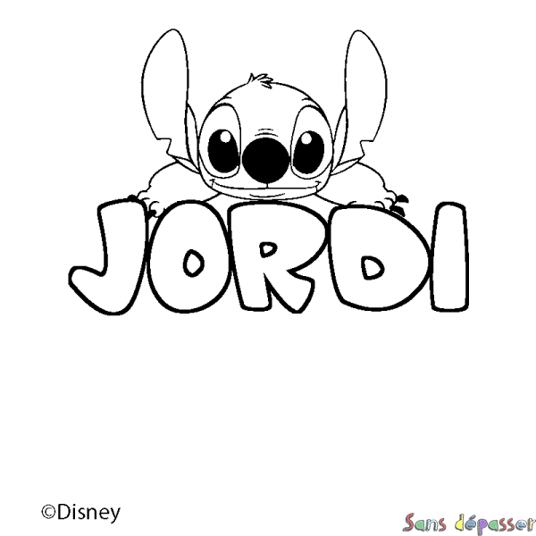 Coloriage pr&eacute;nom JORDI - d&eacute;cor Stitch