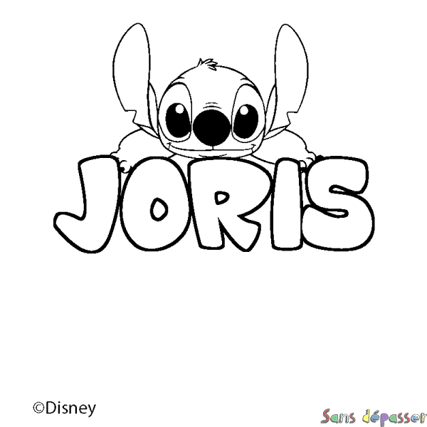 Coloriage pr&eacute;nom JORIS - d&eacute;cor Stitch