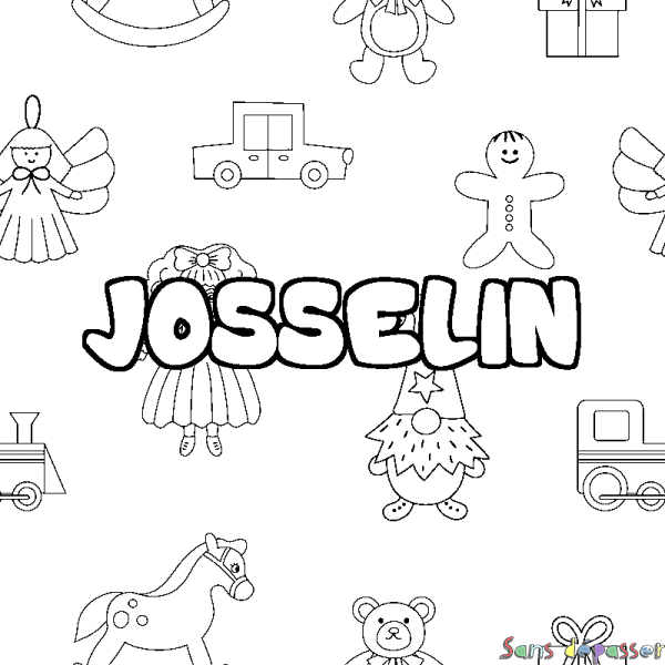 Coloriage prénom JOSSELIN - d&eacute;cor Jouets