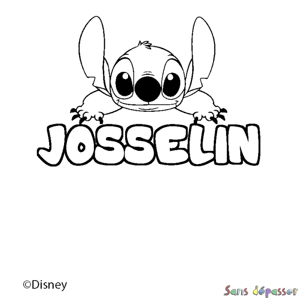 Coloriage pr&eacute;nom JOSSELIN - d&eacute;cor Stitch